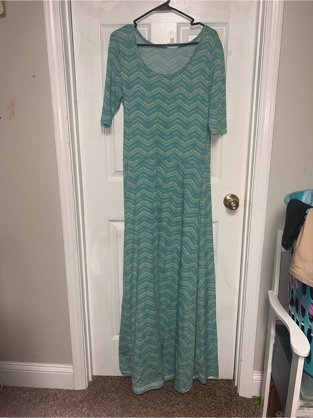 Women’s Teal Chevron Maxi Dress - LulaRoe